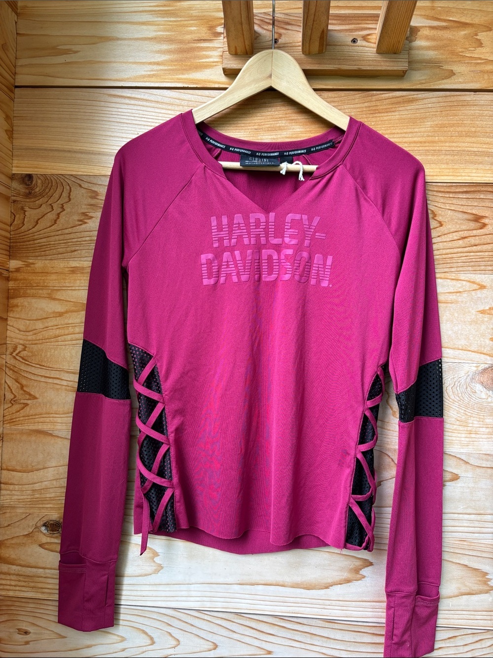Harley-Davidson Performance Wicking Mesh Accent Top S Lace-Up Side Activewear